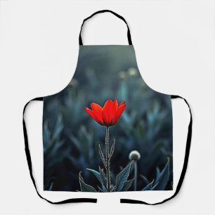Rote Blume dunkle Nacht Einsamkeit Kunst Schürze