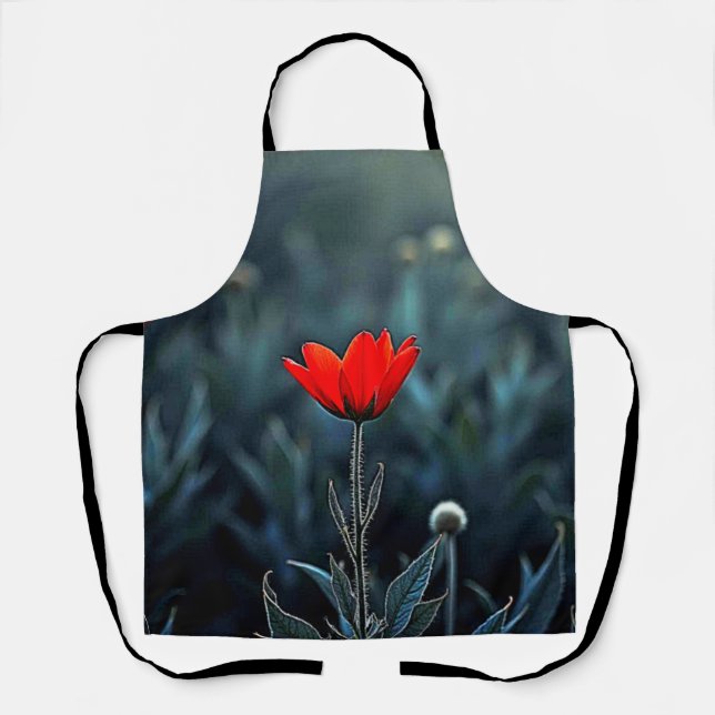 Rote Blume dunkle Nacht Einsamkeit Kunst Schürze (Vorderseite)