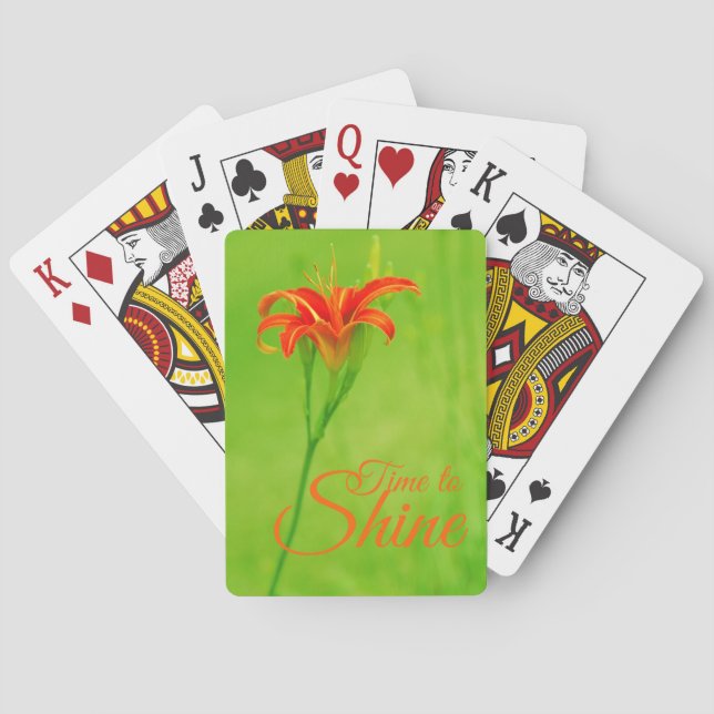 Rote Blume "Es ist Zeit zu leuchten" Spielkarten (Rückseite)