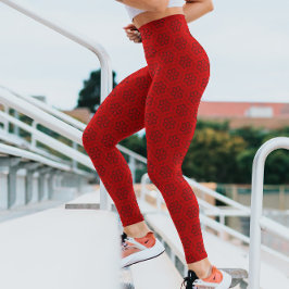 Rote Blume Fett Elegantes Muster floraler Hype Leggings