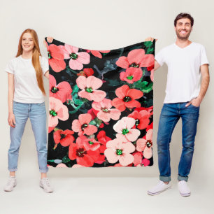 Rote Blume Fleecedecke