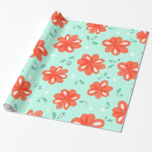 Rote Blume fröhliches Blumenmuster Geschenkpapier