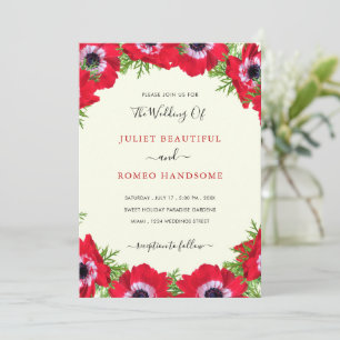 Rote Blume Gerahmte Einladungskarte für Hochzeiten