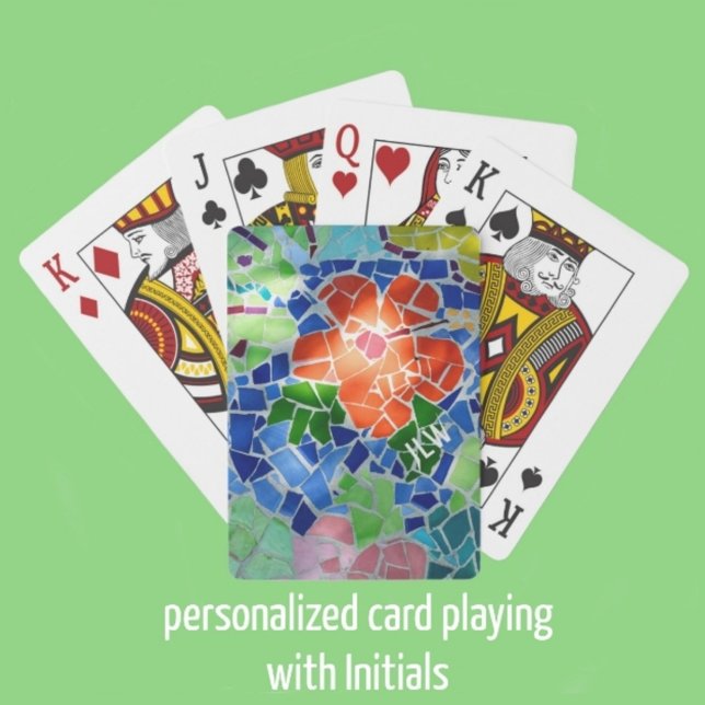 Rote Blume Green Koi Fisch farbenfrohe Mosaik Spielkarten (Von Creator hochgeladen)