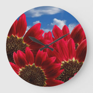rote Blume Große Wanduhr