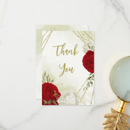 Rote Blume, grüne Blätter Dankeskarte