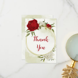 Rote Blume, grüne Blätter Dankeskarte