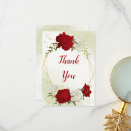 Rote Blume, grüne Blätter Dankeskarte