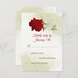 Rote Blume, grüne Blätter RSVP Karte