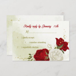 Rote Blume grüne Blätter RSVP-Karte RSVP Karte