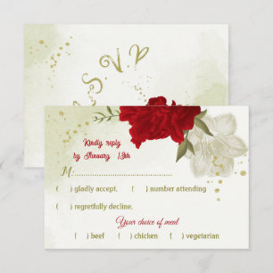 Rote Blume grüne Blätter RSVP-Karte RSVP Karte