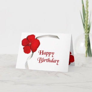 Rote Blume - Happy Birthday Karte