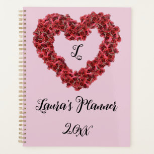 Rote Blume Herz mit anpassbarem Text, Bilder Planer