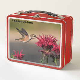 Rote Blume Hummingbird Metall Brotdose