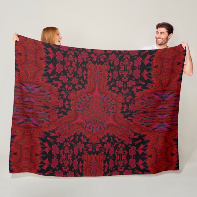 Rote Blume im Garten 3 Fleecedecke (Beispiel)