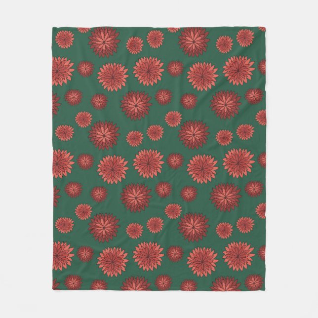 Rote Blume im grünen Hintergrund Fleecedecke (Vorderseite)