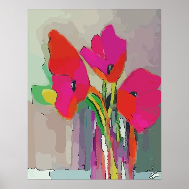 Rote Blume im Jar Poster (Vorne)