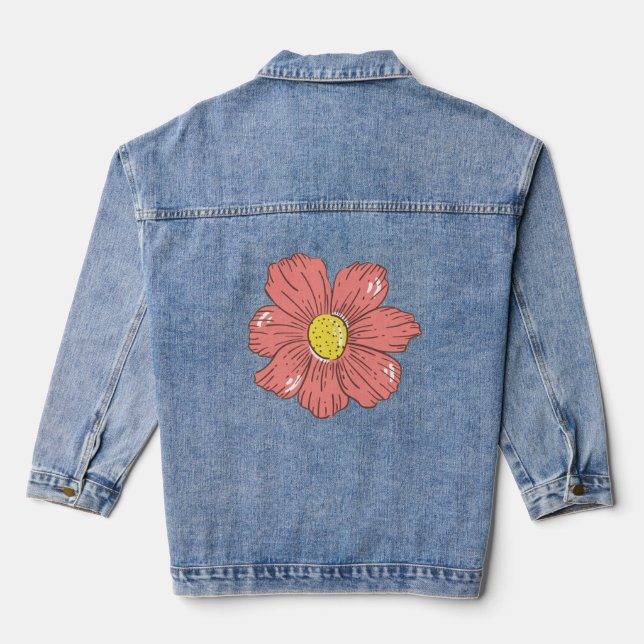 Rote Blume Jeansjacke (Rückseite)