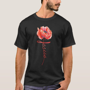 Rote Blume Jesus Glaube Christliches Gottes Kreuz T-Shirt