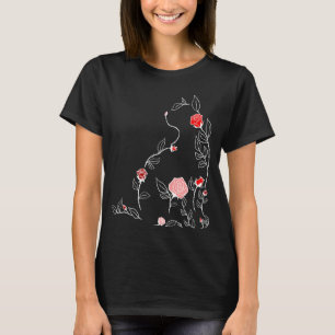 Rote Blume Katze Rotes Grafik T-Shirt