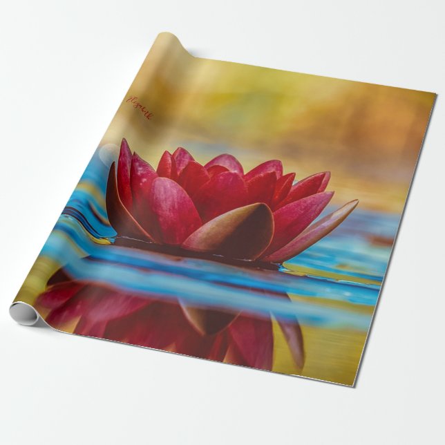 Rote Blume Landschaft, Zen Geschenkpapier (Ungerollt)