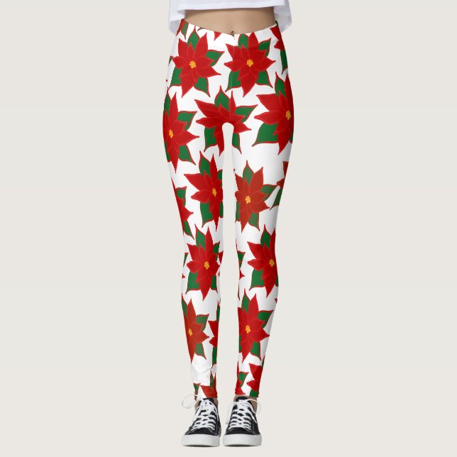 Rote Blume Leggings (Vorderseite)