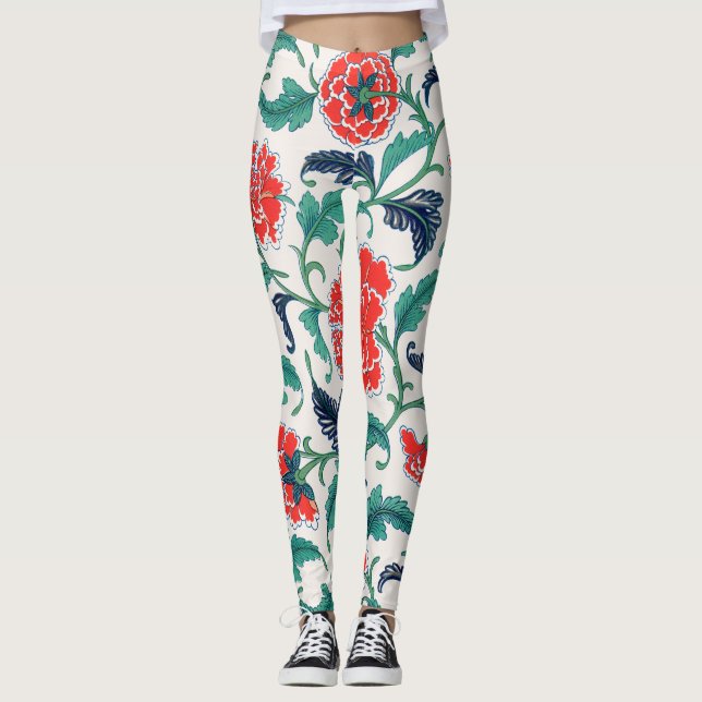 Rote Blume Leggings (Vorderseite)