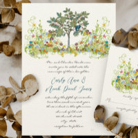 Rote Blume Love Birds Bäume Einladung Hochzeit