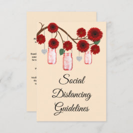 Rote Blume Mason Jar Sicherheitsmaßnahmen Begleitkarte