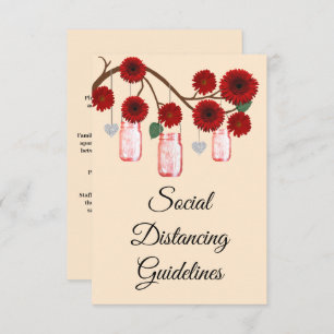 Rote Blume Mason Jar Sicherheitsmaßnahmen Begleitkarte