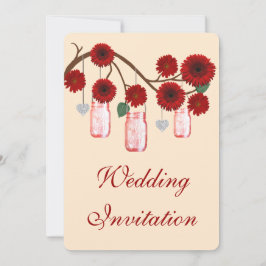 Rote Blume Mason Jars Einladung Hochzeit