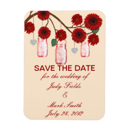 Rote Blume Mason Jars speichern das Date Magnet