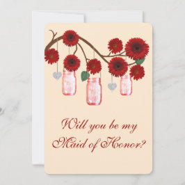 Rote Blume Mason Jars Trauzeugin Card Einladung