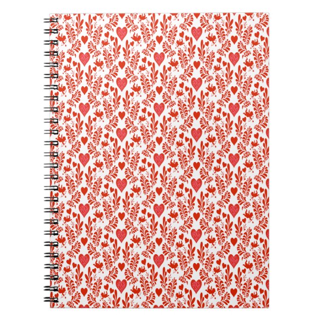 Rote Blume mit Herzen Notizblock (Vorderseite)