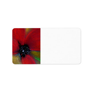 Rote Blume, Mohn. Adressaufkleber