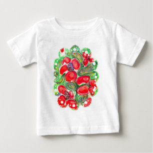 Rote Blume Mohnblume Doodle Fantasy Baby T-shirt
