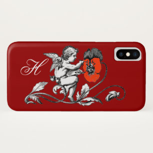 ROTE BLUME, MONOGRAMM, ROT Case-Mate iPhone HÜLLE