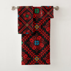 Rote Blume Palästina Stickerei täreez Muster Badhandtuch Set