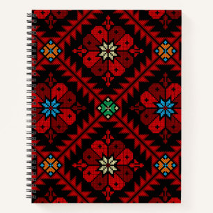 Rote Blume Palästina Stickerei täreez Muster Notizbuch