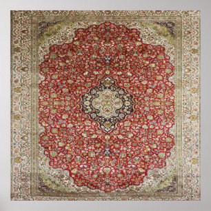Rote Blume Persisches türkisches Muster elegant Poster