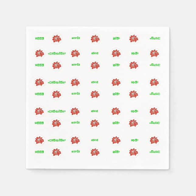 Rote Blume Poinsettia und grüner Urlaub Serviette (Vorderseite)