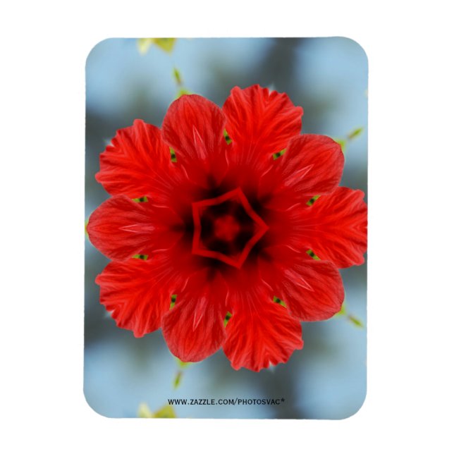 Rote Blume Premium Magnet (Vertikal)