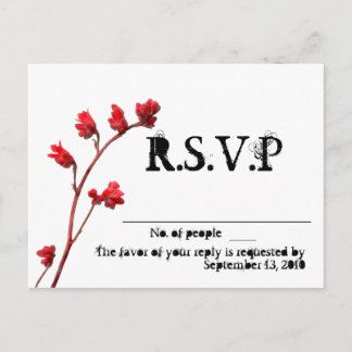 Rote Blume R.S.V.P.-Karten Einladungspostkarte