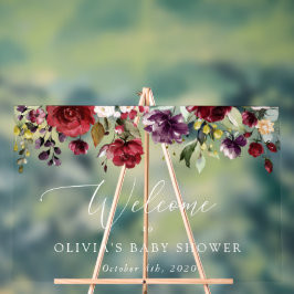 Rote Blume, rosa Blume, Babydusche Empfang Acrylschild