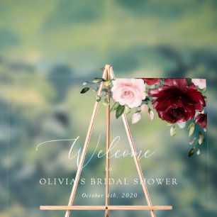 Rote Blume, rosa Blume, Brautparty Willkommen Acrylschild