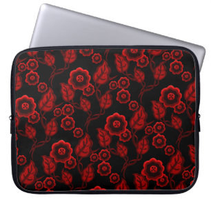 Rote Blume, rote Blätter, Blumen- und SchwarzwalzF Laptopschutzhülle