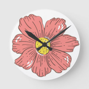 Rote Blume Runde Wanduhr