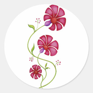Rote Blume Runder Aufkleber