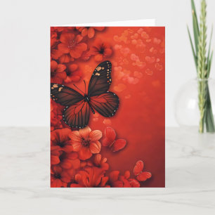 Rote Blume Schmetterling Feiertagskarte