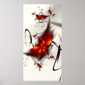 Rote Blume Schwarze Wirbel Poster